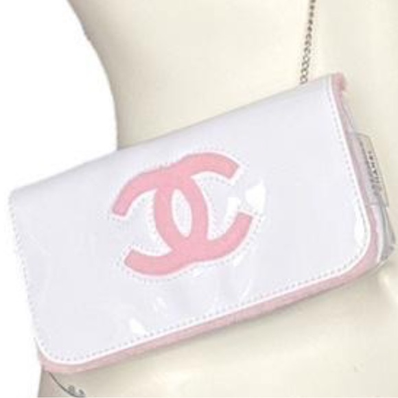 CC Chanel Precision white and pink Beauty makeup bag clutch handbag - Picture 3 of 3